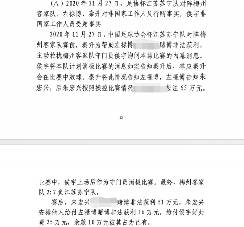 網(wǎng)傳判決書：足協(xié)杯梅州2-7江蘇，梅州門將侯宇收25萬消極比賽